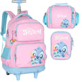 Kit Mochila Rodinhas Stitch Lancheira e Estojo